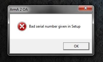 ArmA 2 OA - ´Bad serial number given in setup´ (Erweitertes Problem ...