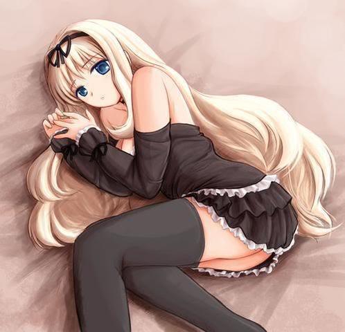 Blonde Manga/Anime Mädchen (blaue augen, Manga, lange Haare)  width=