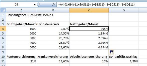 Excel - Netto berechnen, falsche Lösung?!? (brutto)