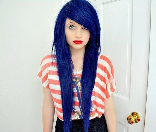 Haare blau färben (Blondieren) (Aussehen, Beauty, Kosmetik)  width=