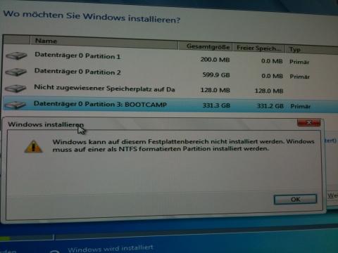 Hilfe Boot Camp Problem Mac Windows 7 Ultimate 64 Bit