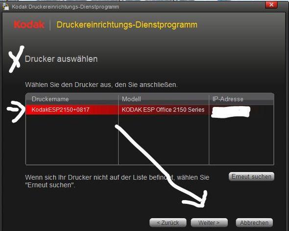 Kodak Office 2150 Drucker wird nicht erkannt ?