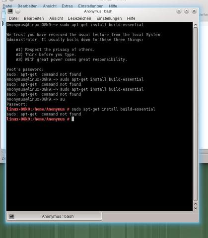 Linux "sudo aptget install" Problem. (open suse)