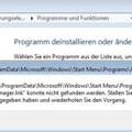 Win7 - "Programme und Funktionen"