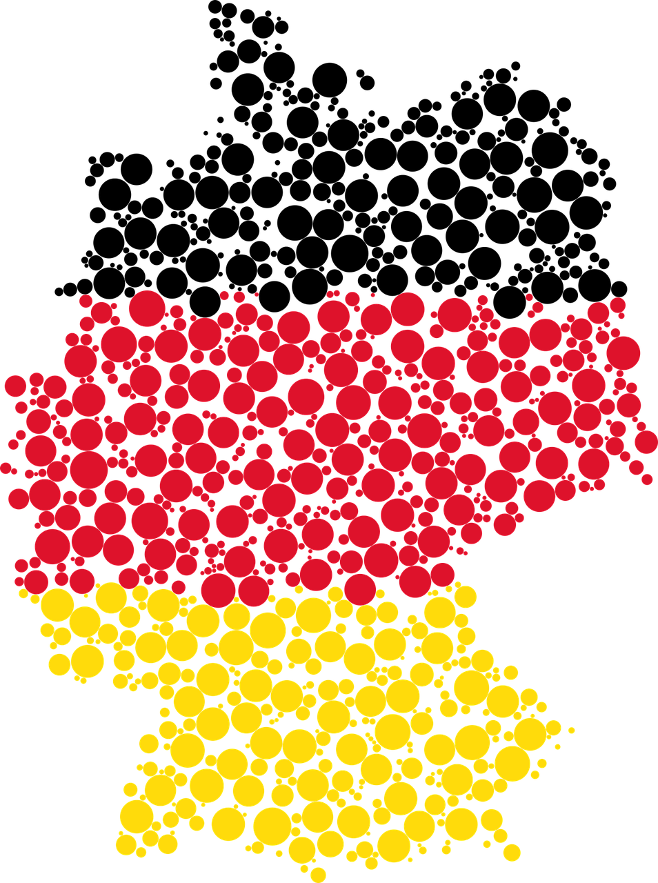 Karte Deutschlands in schwarz, rot und gold
