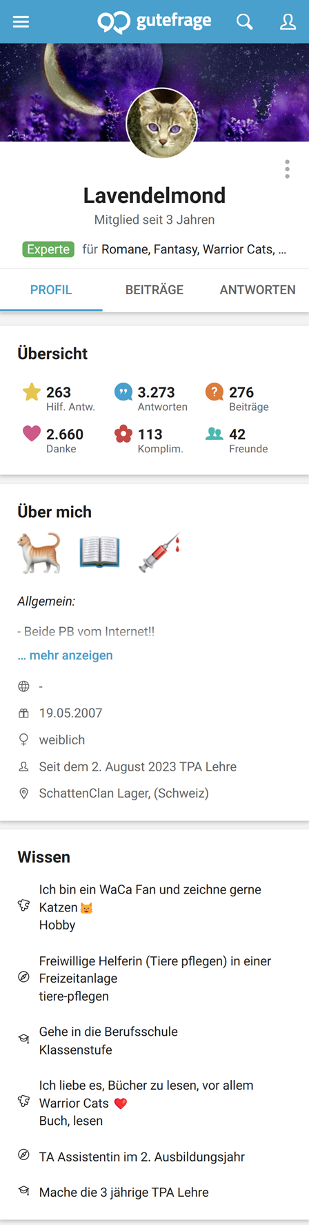 Profil von Lavendelmond