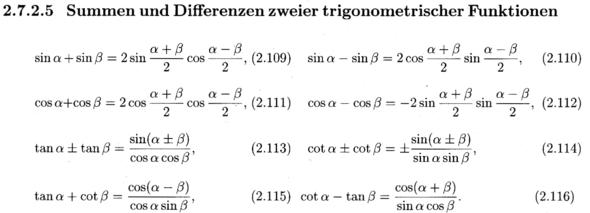 Summe und Differenz trigonometrischer Funktionen. - (Mathematik, Physik)