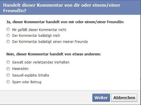 Zweites Fenster - (Facebook, Beleidigung)