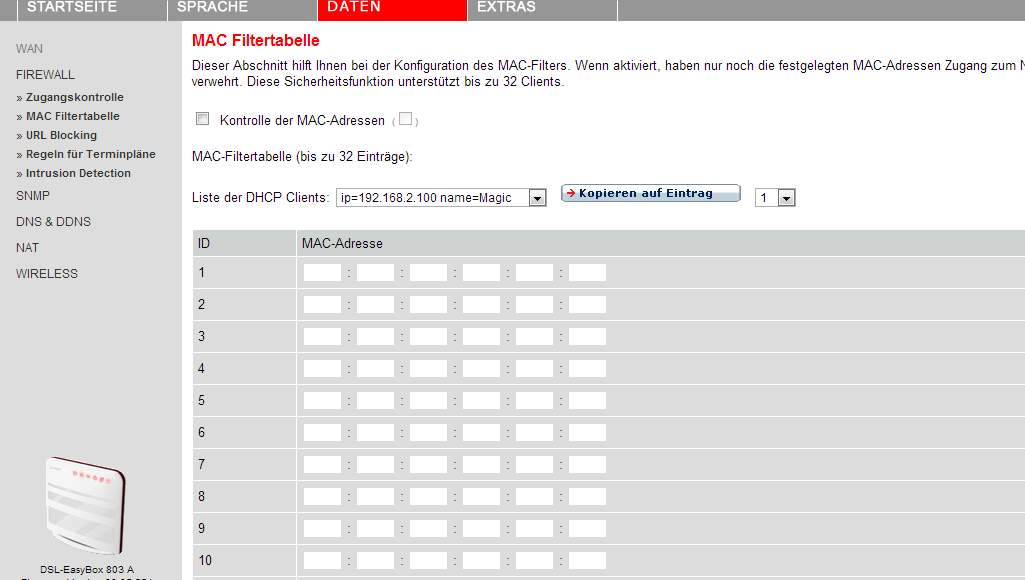 EasyBox einzelne Geräte sperren (LAN) Vodafone, Sperre)
