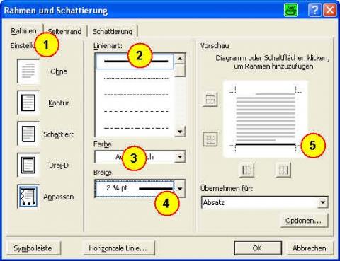 Linie einstellen (Word 2000 und 2003) - (Computer, Ratgeber, Microsoft Word)