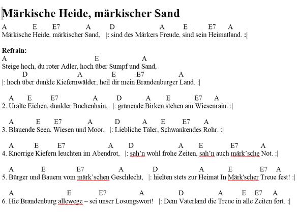 Märkische Heide - (Lied, Noten)