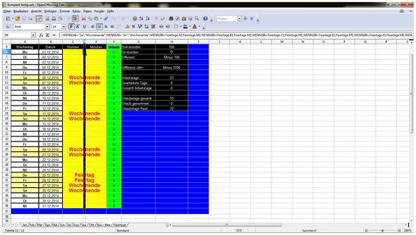 Monatsübersicht - (Microsoft Excel, OpenOffice)