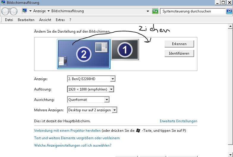 Windows 7 Übergang zwischen zwei monitoren anpassen (Computer, Bildschirm)