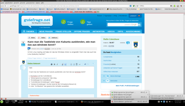 KDE Kontrollleiste Einstellungen 01 - (Linux, kubuntu)