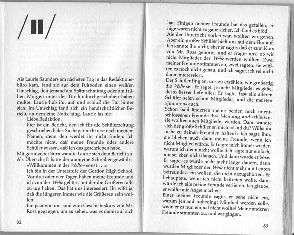 Textausschnitt aus: Die Welle - (Schule, deutsch, Buch)