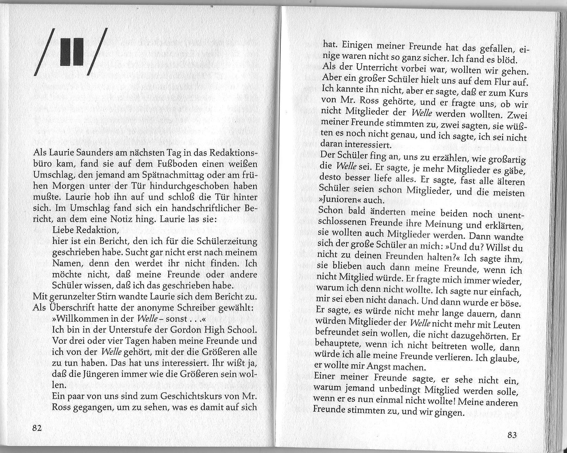 Die Welle Leserbrief (Schule, deutsch, Buch)