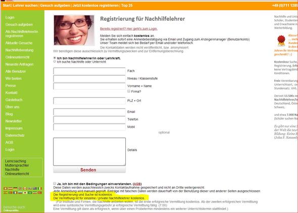 screenshot der orig. webseite 2 - (Internet, Rechnung, Nachhilfe)