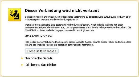 Keine vertrauenswürdige Verbindung - (Geld, Finanzen)