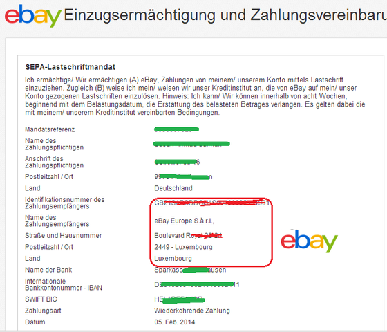ebay-sepa - (eBay, Sepa-Lastschriftmandat)
