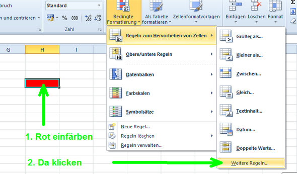 bedingte Formatierung 1 - (Microsoft Excel, Excel 2010, Wenn-Dann)