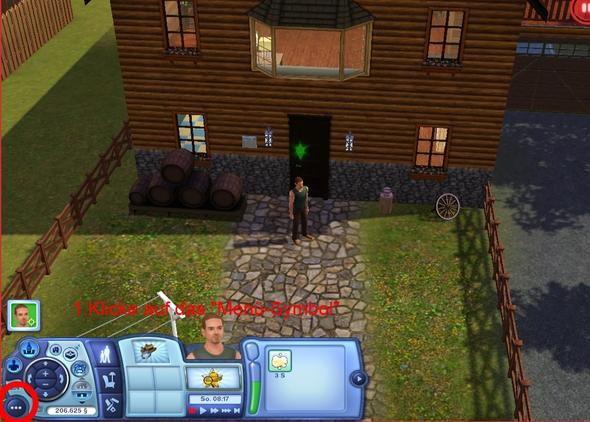 Schritt 1: Auf "Menü" klicken - (Computerspiele, Sims 3, Immobilien)