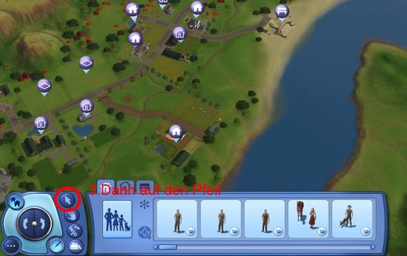 Schritt 3: Auf den Pfeil klicken - (Computerspiele, Sims 3, Immobilien)