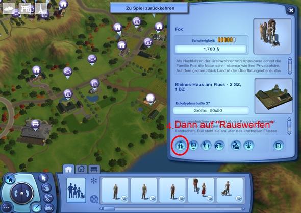 Schritt 4: Auf "Rauswerfen" klicken - (Computerspiele, Sims 3, Immobilien)