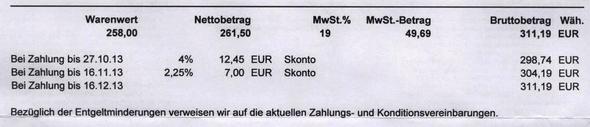 Wieso wird Skonto beim Bruttobetrag gerechnet? (Schule, Aufgabe, Netto)