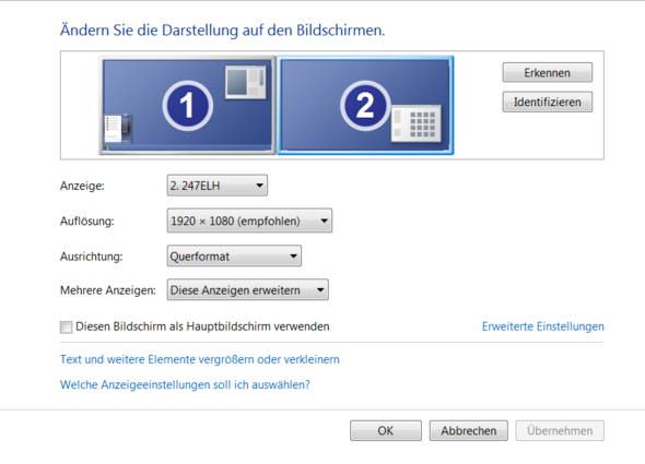 2. Monitor wird erkannt aber zeigt nichts an PC, Grafikkarte) 2. Monitor wird erkannt aber zeigt nichts an PC, Grafikkarte)