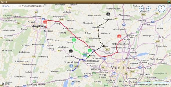 MultiRoute Kartenansicht mit mehreren Routen - (Route, disponieren)