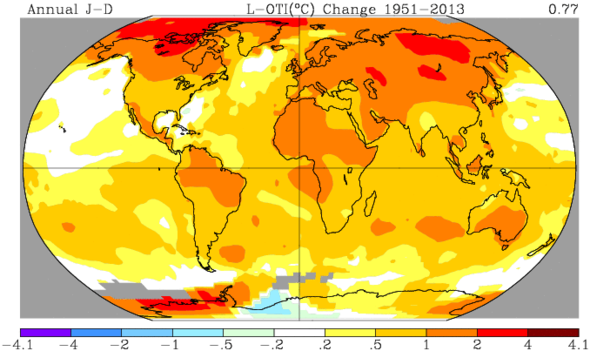 Temperaturanomalie 1950 bis 2013 - (Klima, Temperatur, Meer)