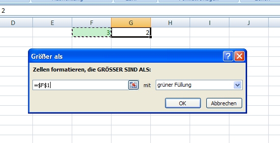 Excel - Zwei Zellen vergleichen und farblich markieren (Informatik