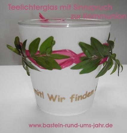 Teelichtdekoration mit Spruch von www.basteln-rund-ums-jahr.de - (Christentum, Dekoration, katholisch)