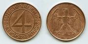 4-Pfennig-Münze von 1932 (wurde 33 aber wieder abgeschafft) - (Deutschland, Inflation, Weltwirtschaftskrise 1929)