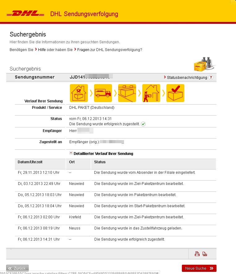 Dhl Sendungsverfolgung Tracking Paketverfolgung