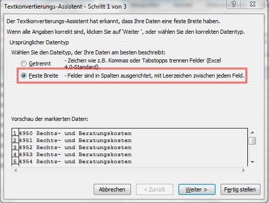 01 Text in Spalten: Feste Breite - (Computer, Microsoft Excel, Buchhaltung)