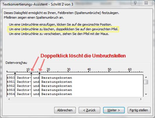 02 Text in Spalten: Umbruchstellen löschen - (Computer, Microsoft Excel, Buchhaltung)
