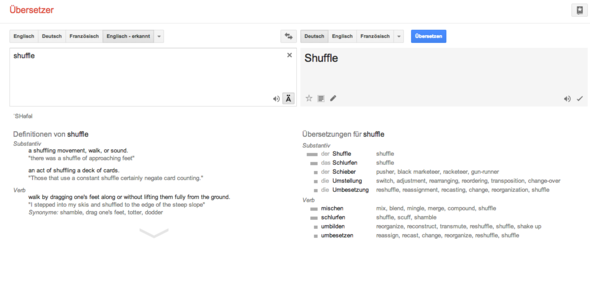 Übersetzung von Google - (Lied, day, shuffling)