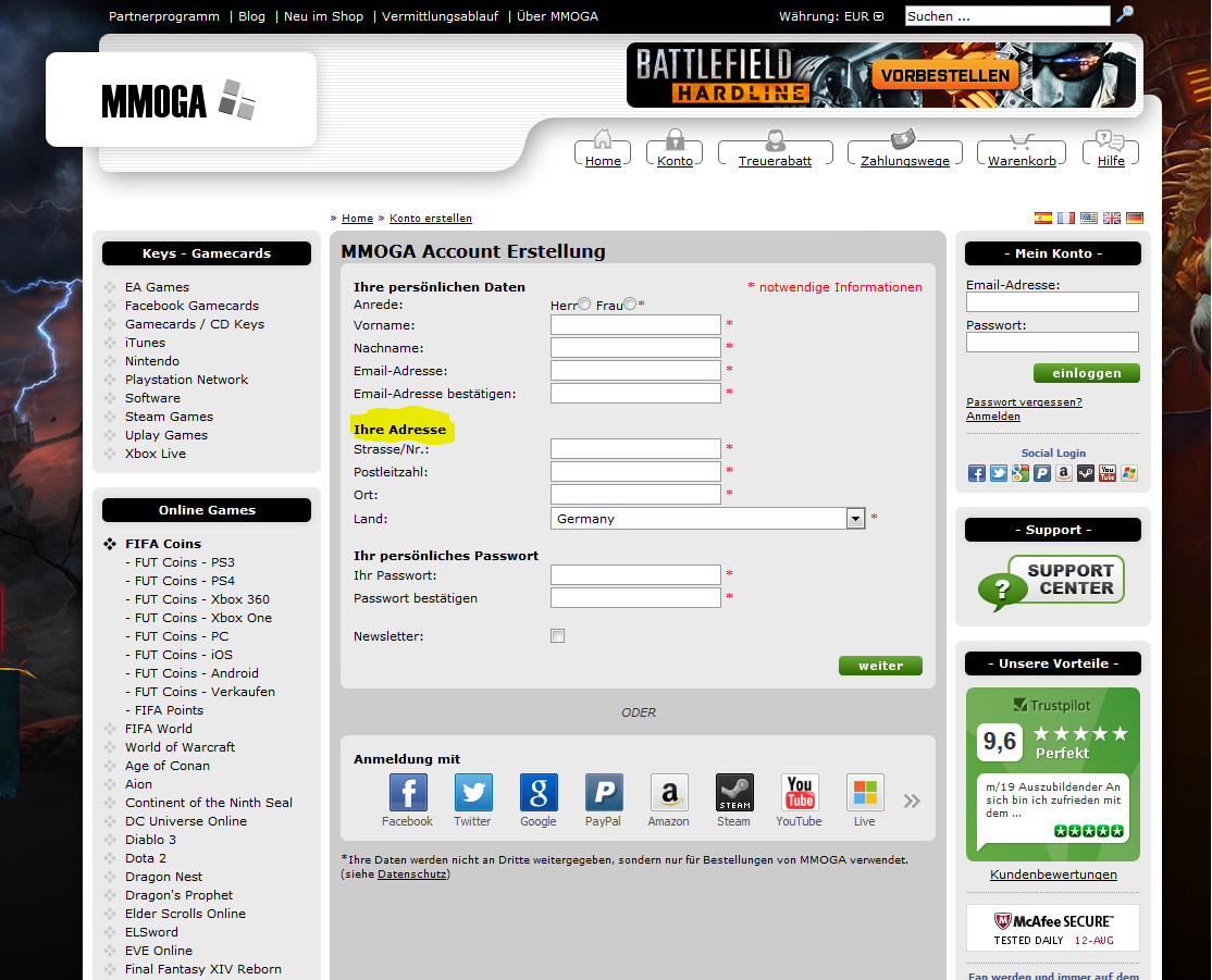 was will mmoga mit meiner adresse (Sicherheit)