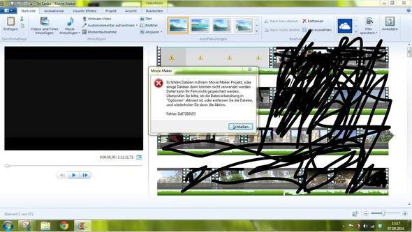 mitten im Abspeichern als Film kommt diese Fehlermeldung - (Windows 7, Fehlermeldung, Videobearbeitung)