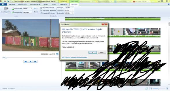 und das kommt nachdem ich dann auf das Ausrufezeichen doppelklicke - (Windows 7, Fehlermeldung, Videobearbeitung)