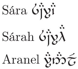 Sarah bzw. Aranel in Tengwar - (Schule, Übersetzung, Schrift)