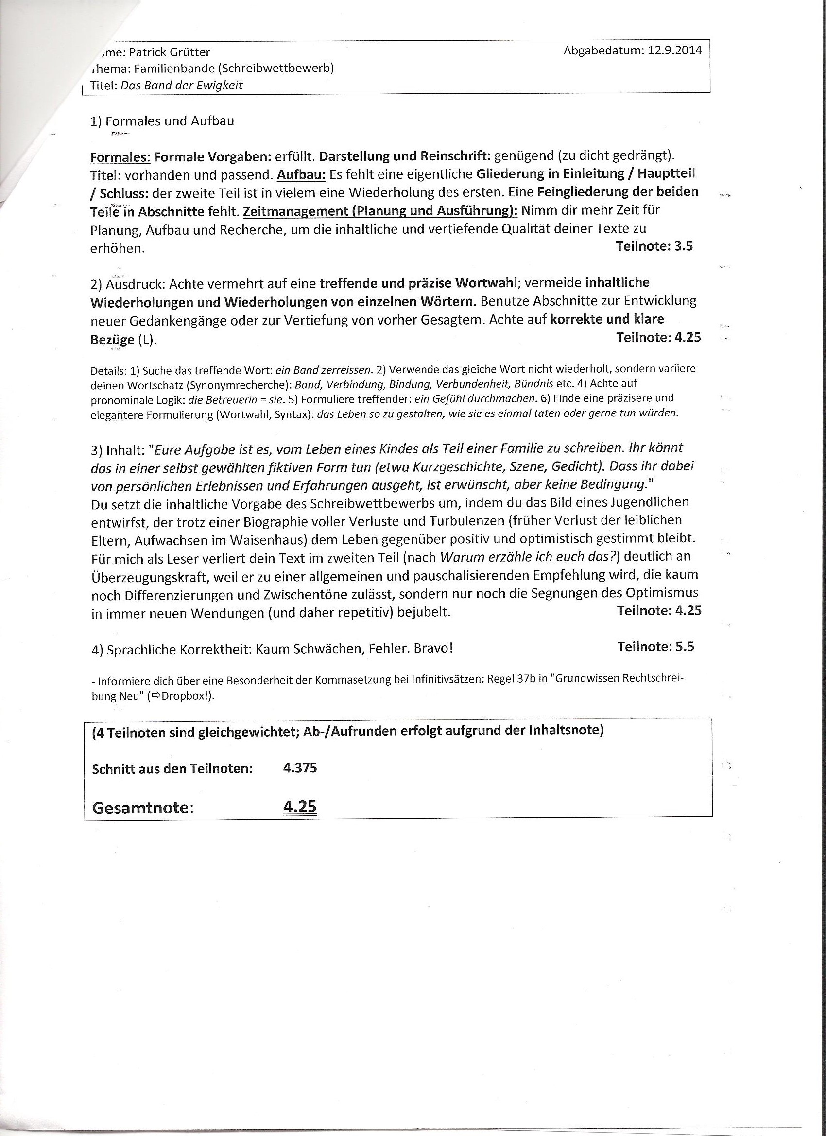 Deutsch text korrigieren