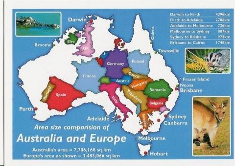 Australien - Europa - Größenvergleich - (Europa, Karten, Australien)