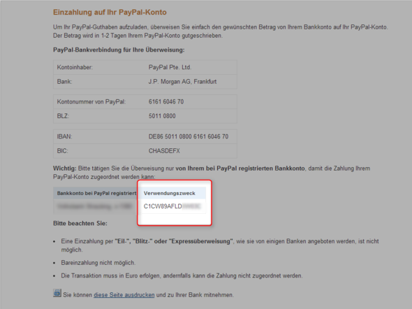 Paypal - Verwendungszweck - (Finanzen, PayPal, Konto)