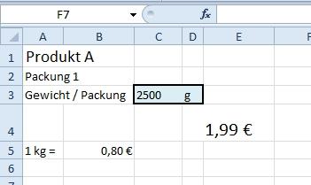 Kilopreis - (Microsoft Excel, Kilopreis)