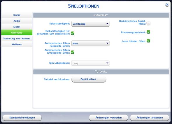 Optionen Gameplay - (Computerspiele, Sims, Sims 4)