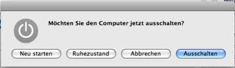 Optionsfenster Ctrl+Eject - (Apple, Mac OS X, MacBook Pro)