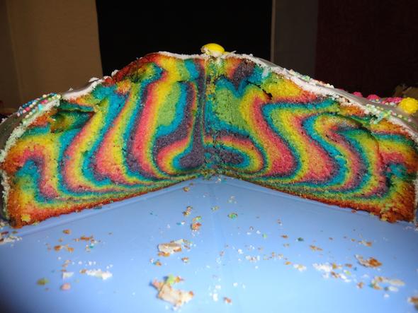 Kuchen mit Lebensmittelfarbe färben (backen)