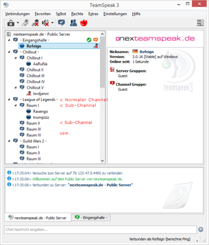 Channel-Baum - (teamspeak3, Subchannel, NormalerChannel)